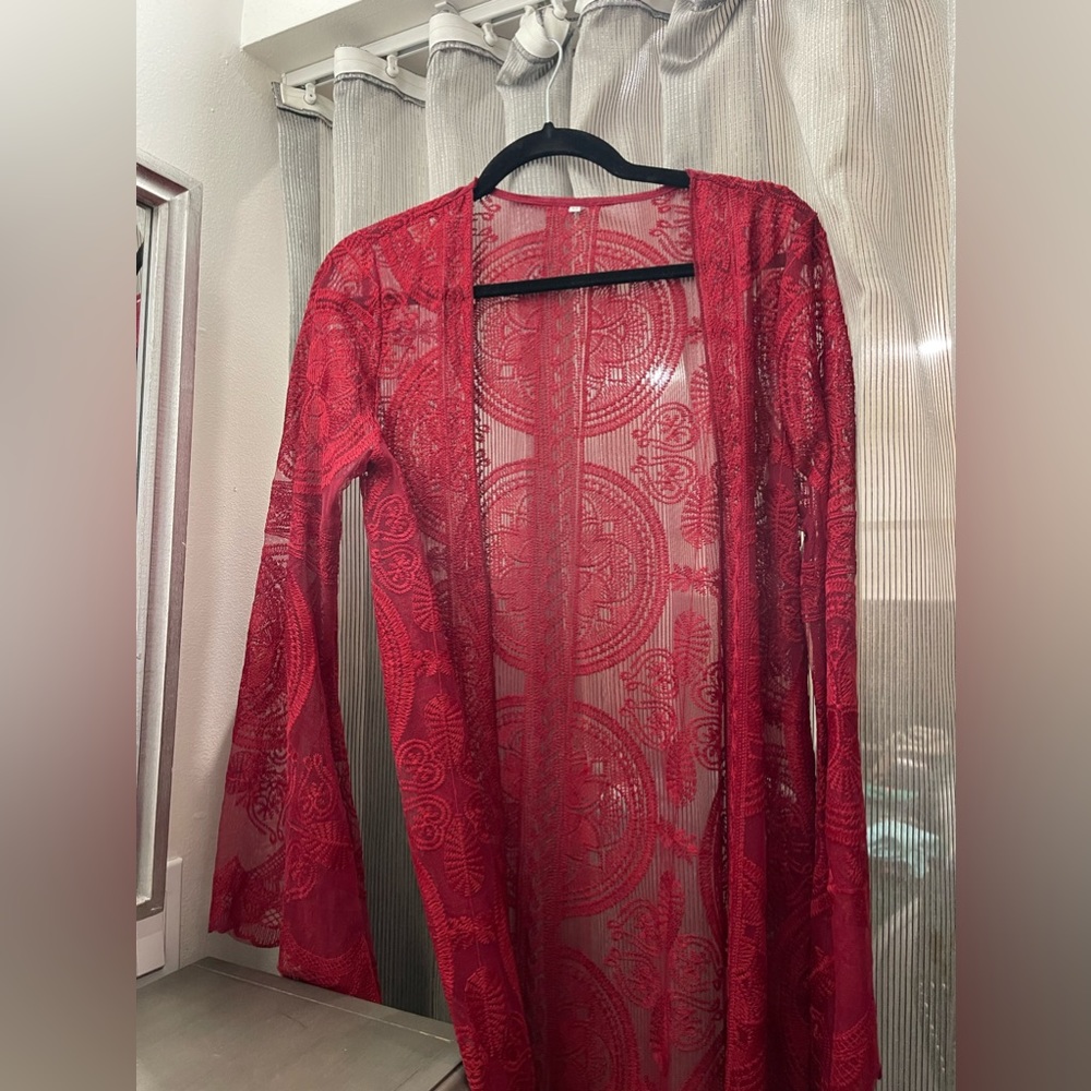 Red cover shawl long